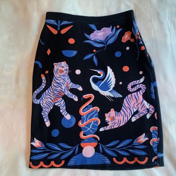 Asian Jungle Print Knit Skirt - Picture 1 of 11